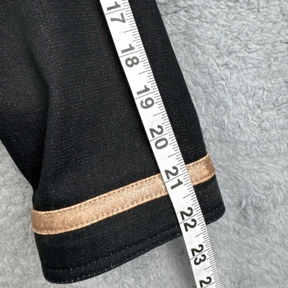 Vintage St. John Black Denim Jacket Leather Trim Signature Gold Buttons Size S - Picture 7 of 12